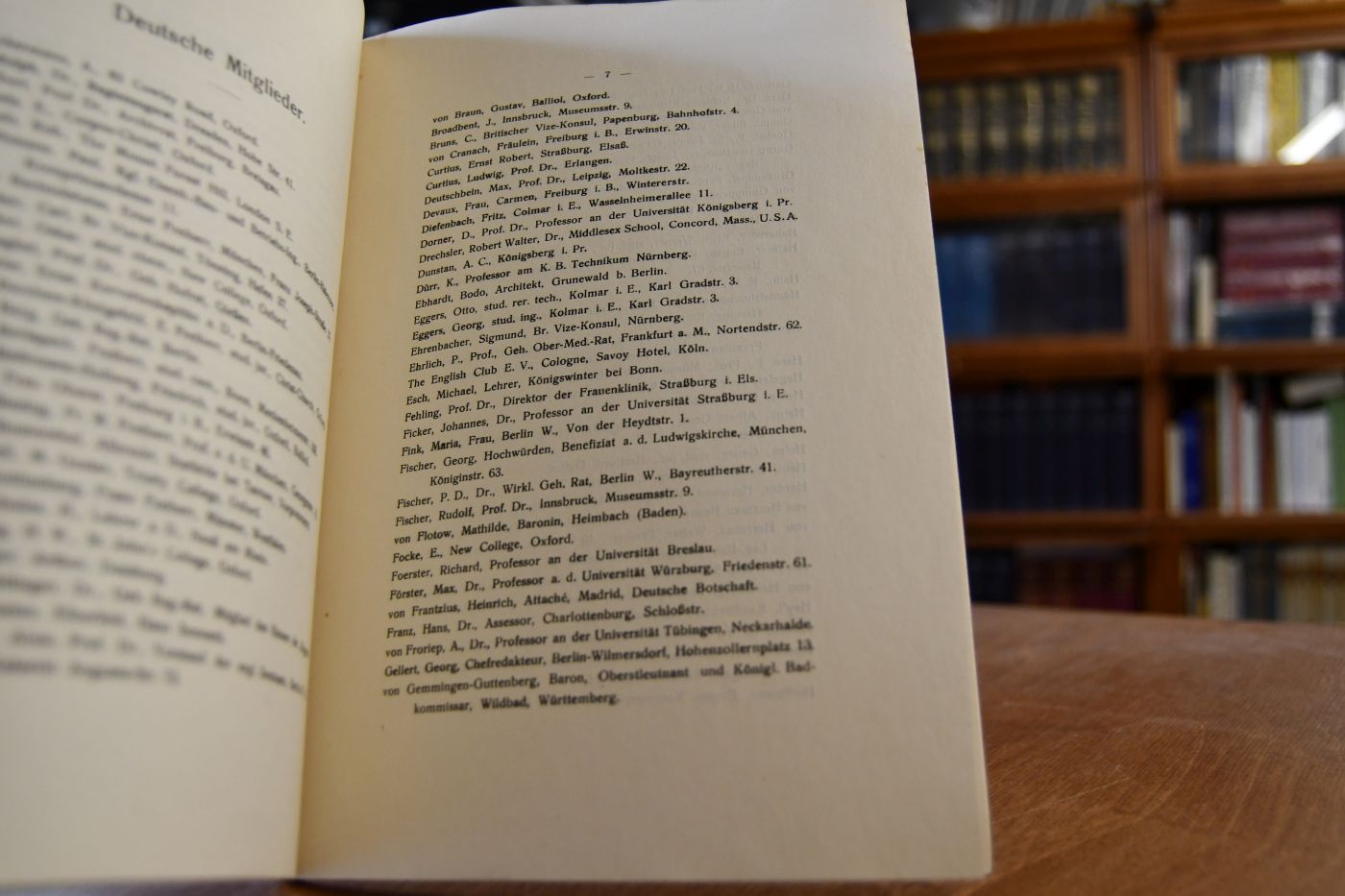 Mitglieder-Liste der deutschen wissenschaftlichen Vereinigung, Oxford Anglo-German Society. September 1909.