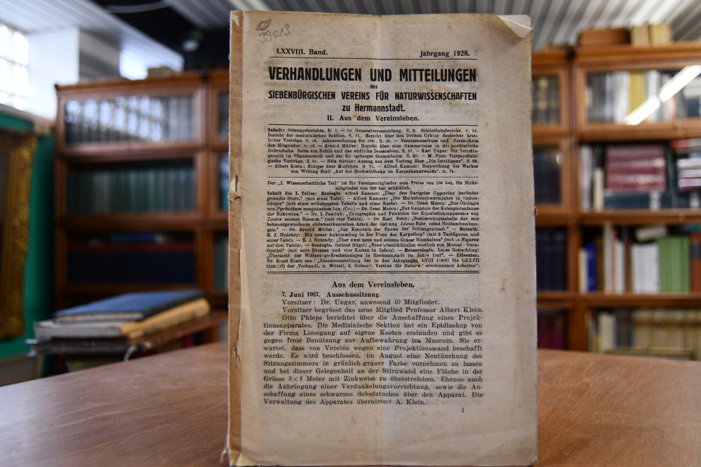 Verhandlungen und Mitteilungen des Siebenbürgischen Vereins für Naturwissenschaften zu Hermannstadt. LXXVIII. Band, Jahrgang 1928. II. Aus dem Vereinsleben.
