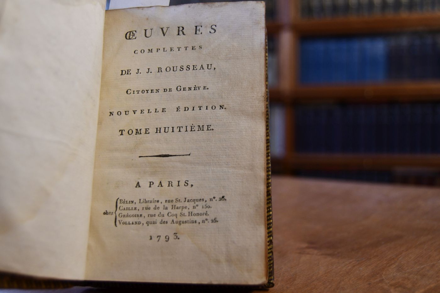 Oeuvres complettes de J.J. Rousseau, Citoyen de Geneve. Tome huitieme. Emile, ou de l`education. Livre III+IV (apart).
