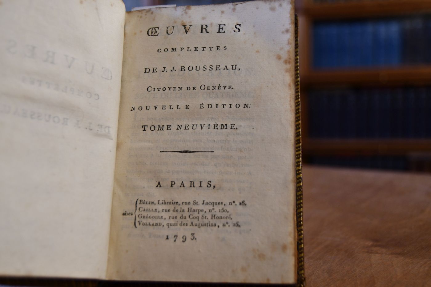 Oeuvres complettes de J.J. Rousseau, Citoyen de Geneve. Tome neuvieme. Emile, ou de l`education. Livre IV+V (apart).