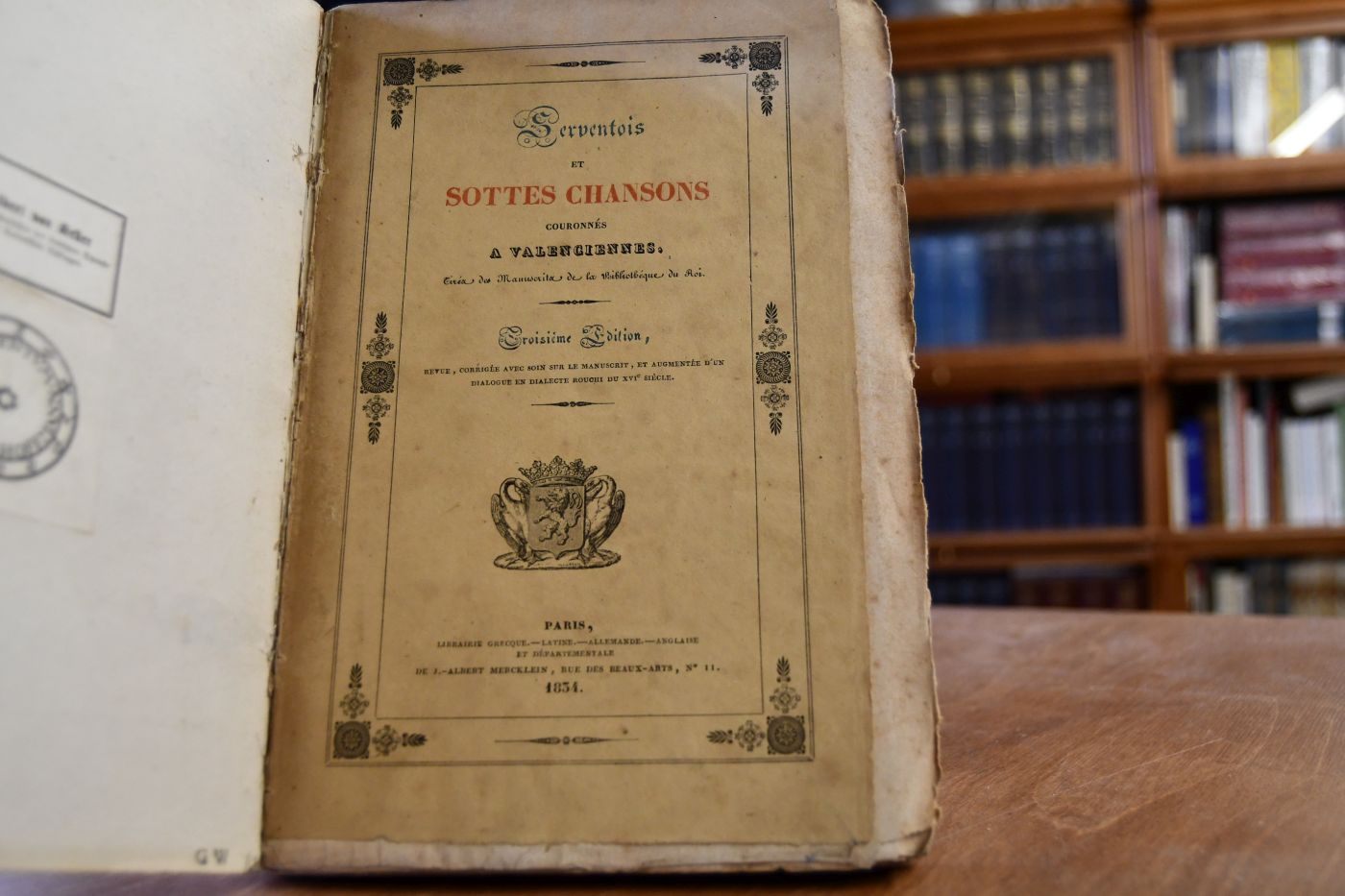 Serventois et sottes Chansons couronnes a Valenciennes, tirez des manuscrites de la Bibliotheque du Roi.