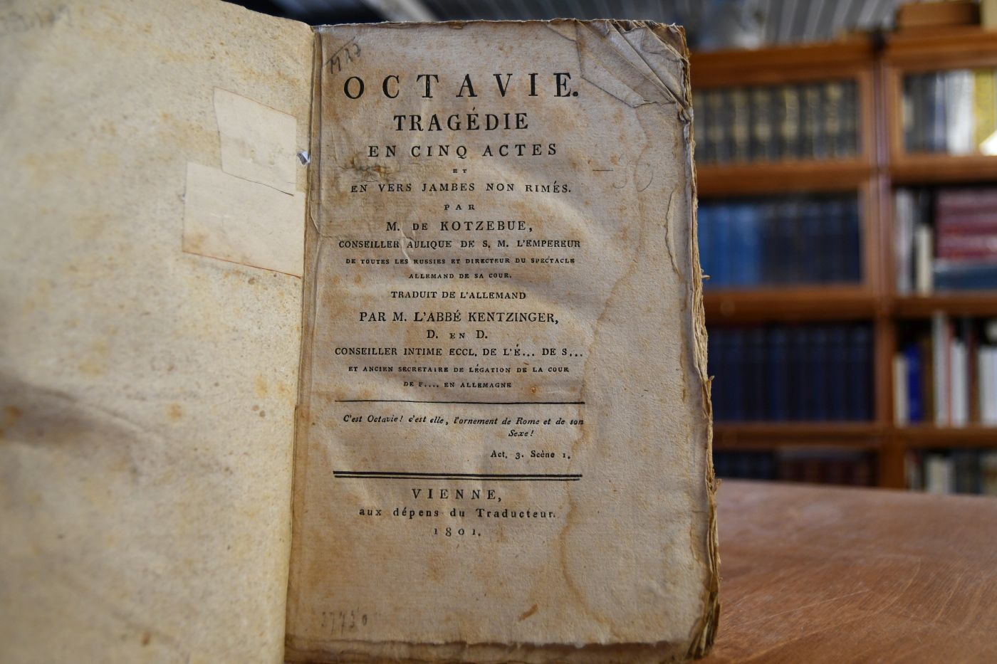 Octavie. Tragedie en cinq actes et en vers jambes non rimes.