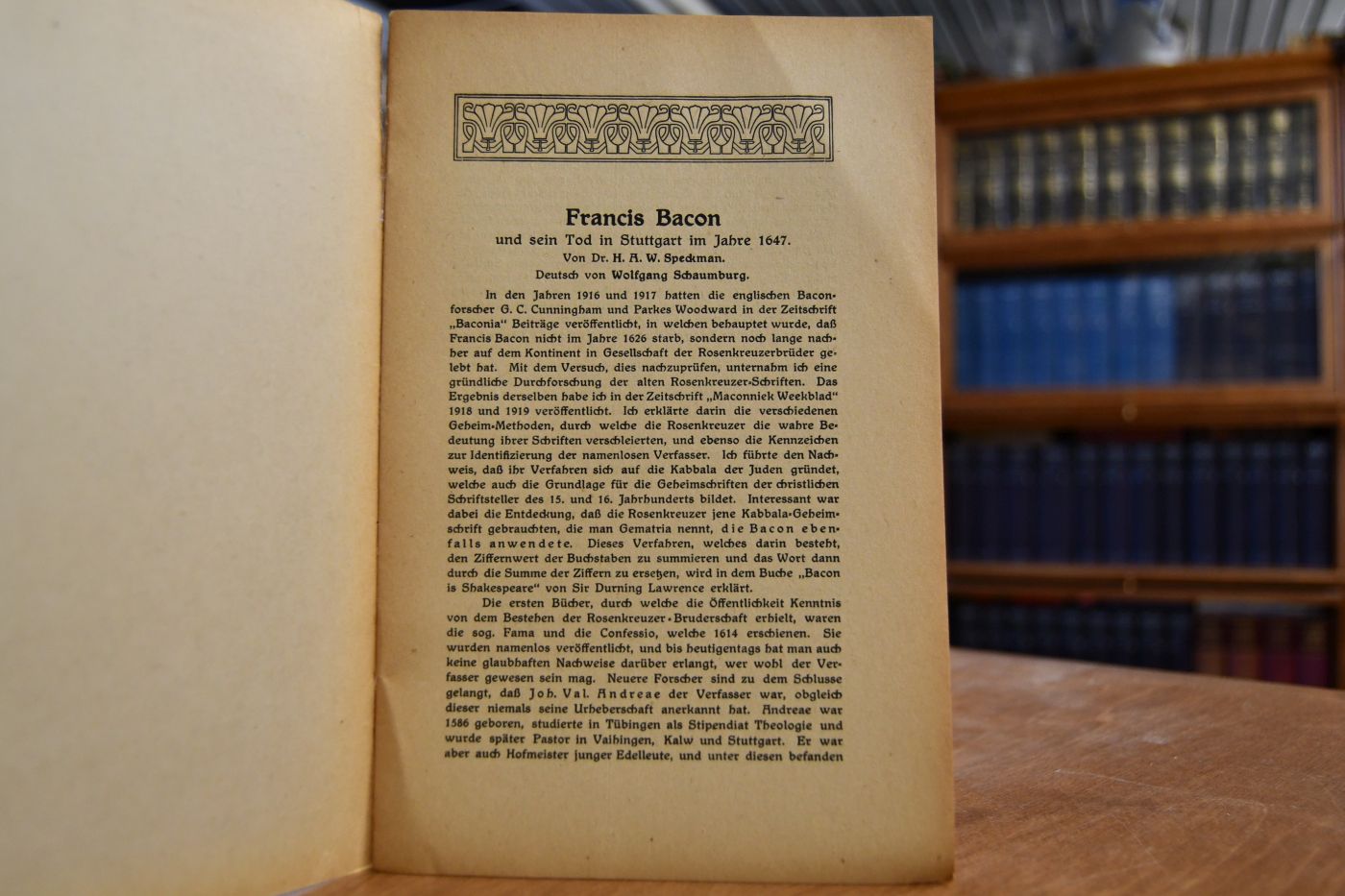 Francis Bacon und sein Tod in Stuttgart im Jahre 1647.