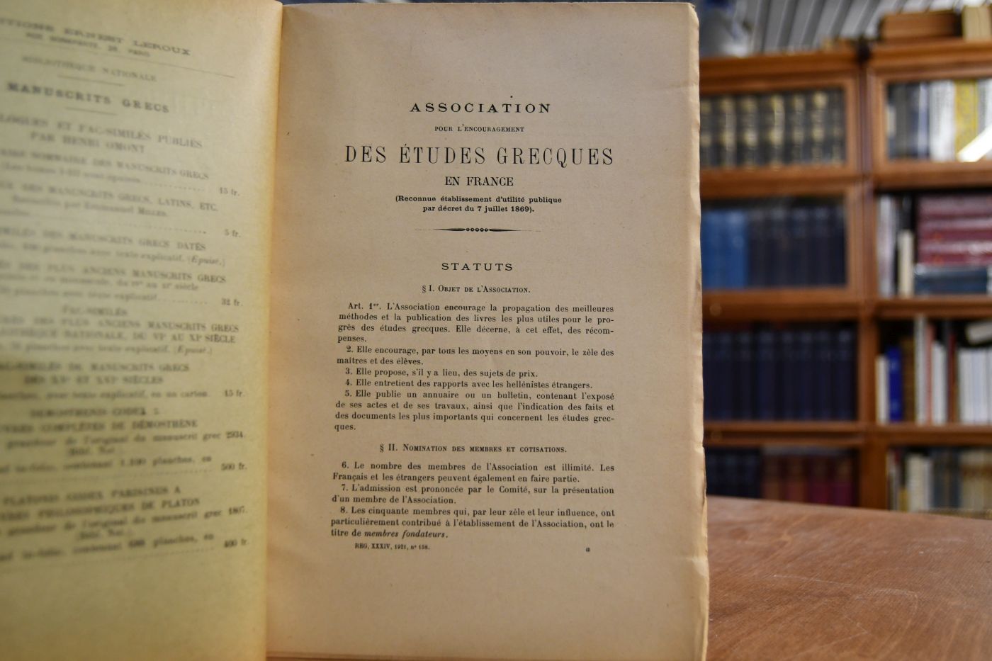 Revue des études grecques, publication trimestrielle de l`association pour l`encouragement des études grecques - Tome XXXIV. No. 158. Juillet-Septembre 1921.