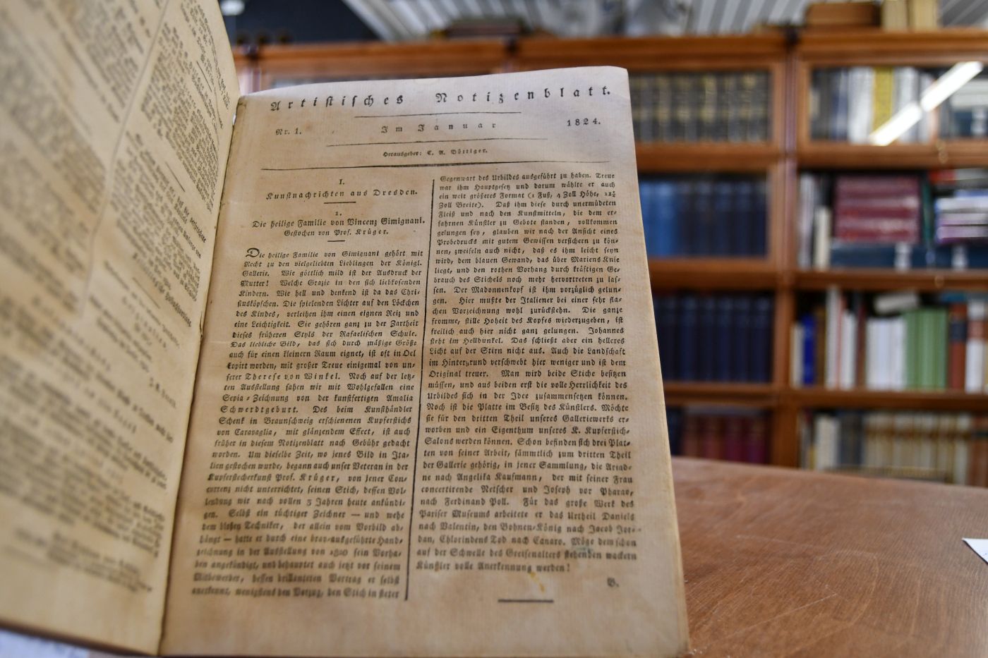 Wegweiser im Gebiete der Künste und Wissenschaften. Heft 53-104, 1824. Beigebunden Artistisches Notizenblatt Heft 1-24, 1824. Beides sind Beilagen zu Abendzeitung, Intelligenzblatt für Literatur und Kunst.