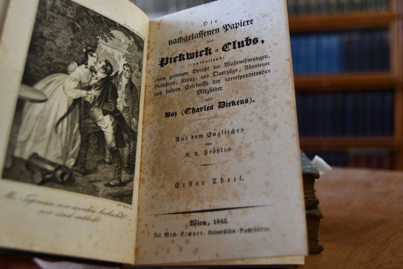 Die nachgelassenen Papiere des Pickwick-Clubs. Aus dem Englischen von R.A. Fröhlich. 6 Tle. in 3 Bdn.