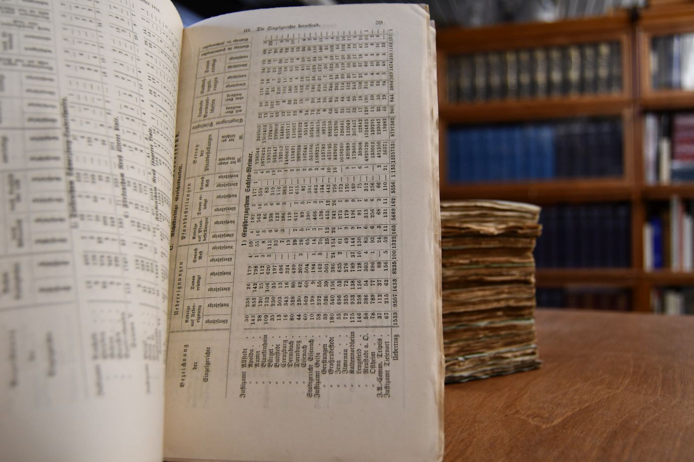 Statistik der gesammten Rechtspflege im Jahr 1863, 1864 für das Großherzogthum Sachsen-Weimar und die Fürstenthümer Schwarzburg-Rudolstadt, Schwarzburg-Sondershausen und Reuß j.L. Später Statistik der Rechtspflege im Jahre 1865-1878 für das Großherzogthum Sachsen-Weimar und die Fürstenthümer Schwarzburg-Rudolstadt, Schwarzburg-Sondershausen und Reuß j.L., die Herzogthümer Sachsen-Coburg-Gotha, Sachsen-Meiningen-Hildburghausen, Sachsen-Altenburg und Anhalt sowie die General-Geschäftstabelle des Gesammt-Oberappellationsgerichts zu Jena.
