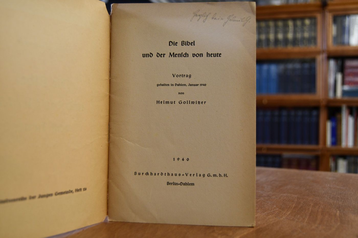 Die Bibel und der Mensch von heute. Vortrag gehalten in Dahlem, Januar 1940.