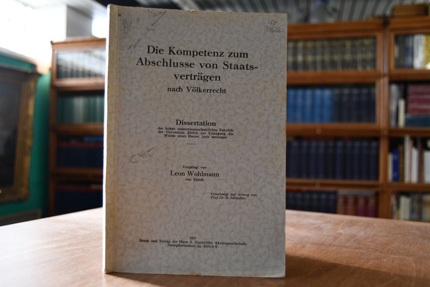 Die Kompetenz zum Abschlusse von Staatsverträgen nach Völkerrecht.