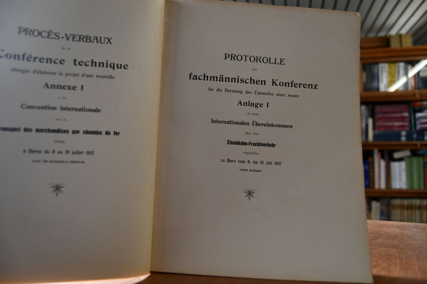 Protokolle der fachmännischen Konferenz für die Beratung des Entwurfes einer neuen Anlage 1 zu dem Internationalen Übereinkommen über den Eisenbahn-Frachtverkehr abgehalten zu Bern vom 8. bis 19. Juli 1912.