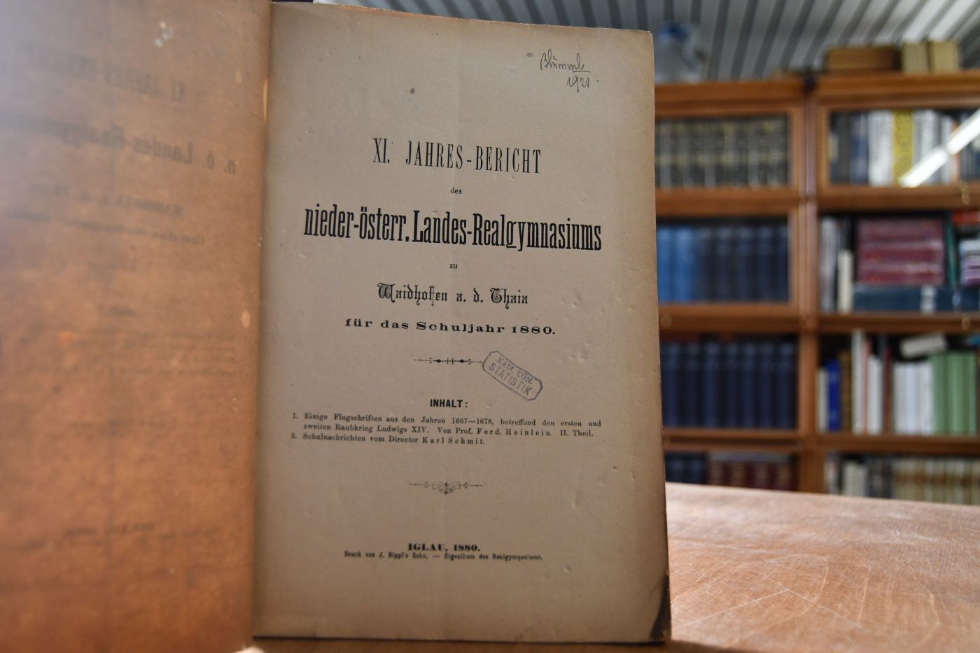 XI. Jahres-Bericht des nieder-österr. Landes-Realgymnasiums zu Waidhofen a.d. Thain für das Schuljahr 1880.