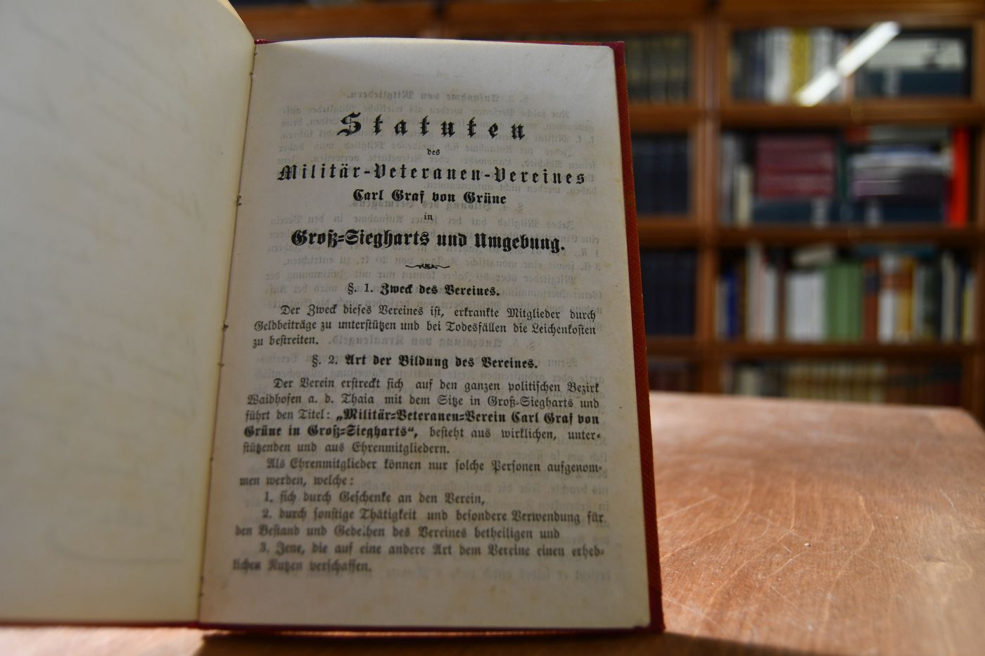 Statuten des Militär-Veteranen-Vereines Karl Graf von Grüne in Gross-Siegharts und Umgebung.