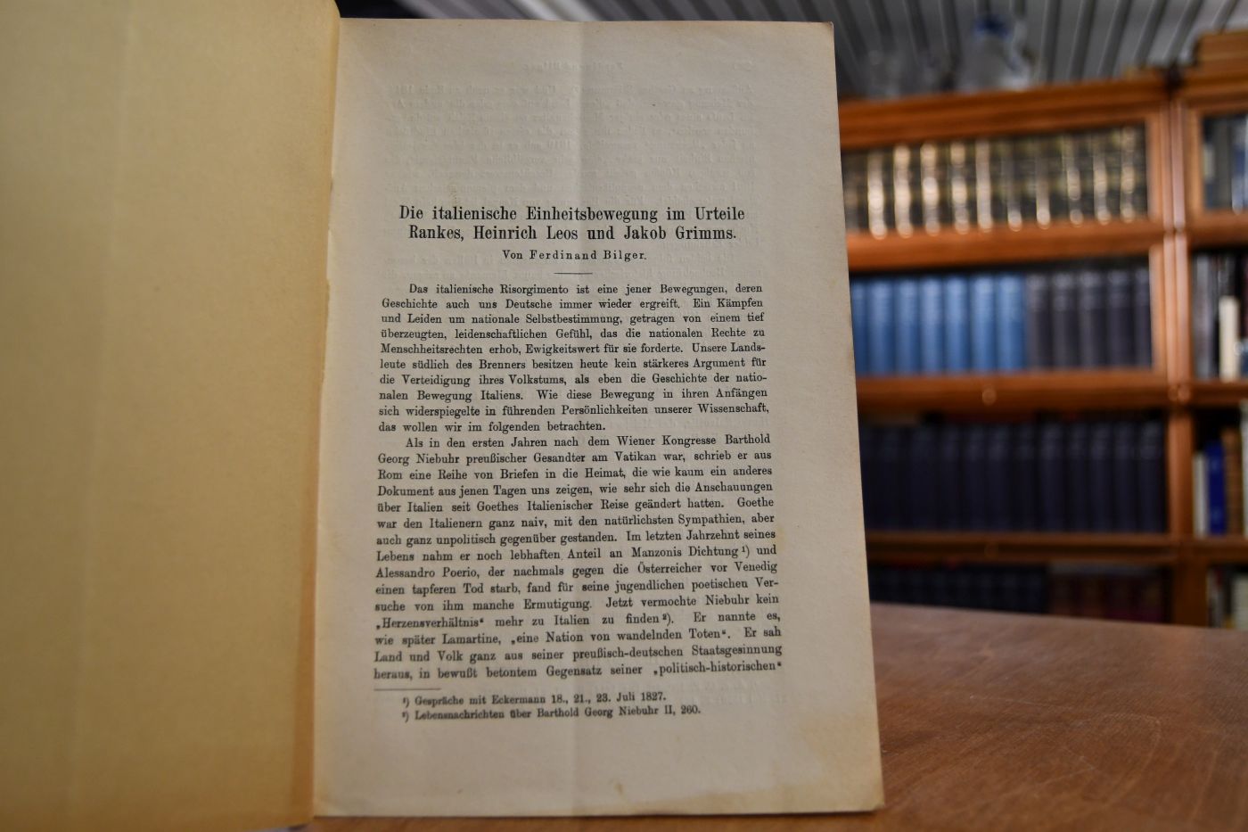 Die italienische Einheitsbewegung im Urteile Rankes, Heinrich Leos und Jakob Grimms.