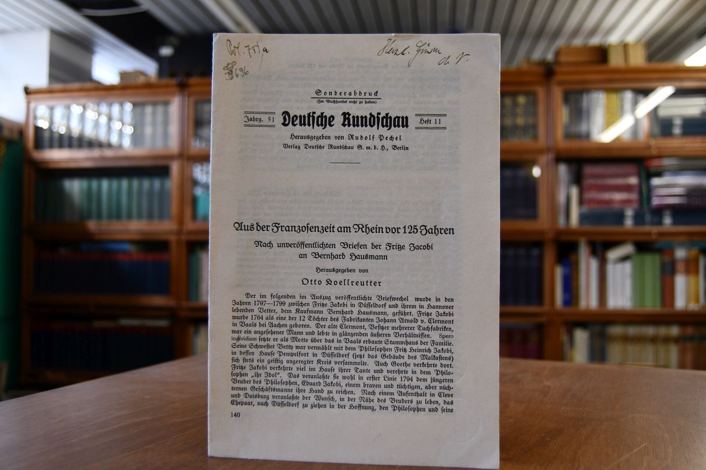 Aus der Franzosenzeit am Rhein vor 125 Jahren. Nach unveröffentlichten Briefen der Fritze Jacobi an Bernhard Hausmann.
