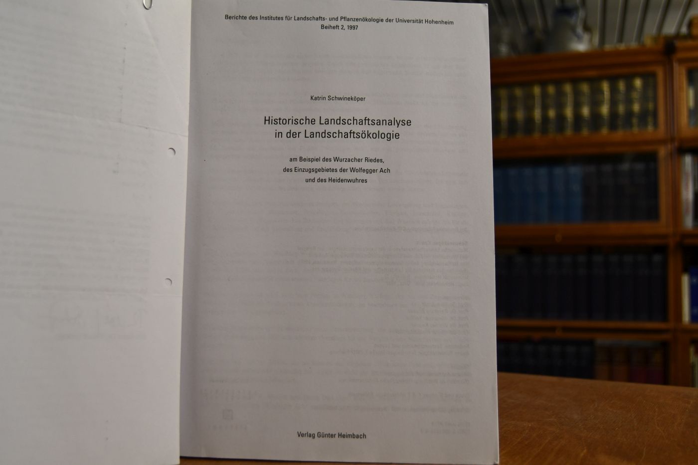 Historische Landschaftsanalyse in der Landschaftsökologie Am Beispiel des Wurzacher Riedes, des Einzugsgebietes der Wolfegger Ach und des Heidenwuhres.