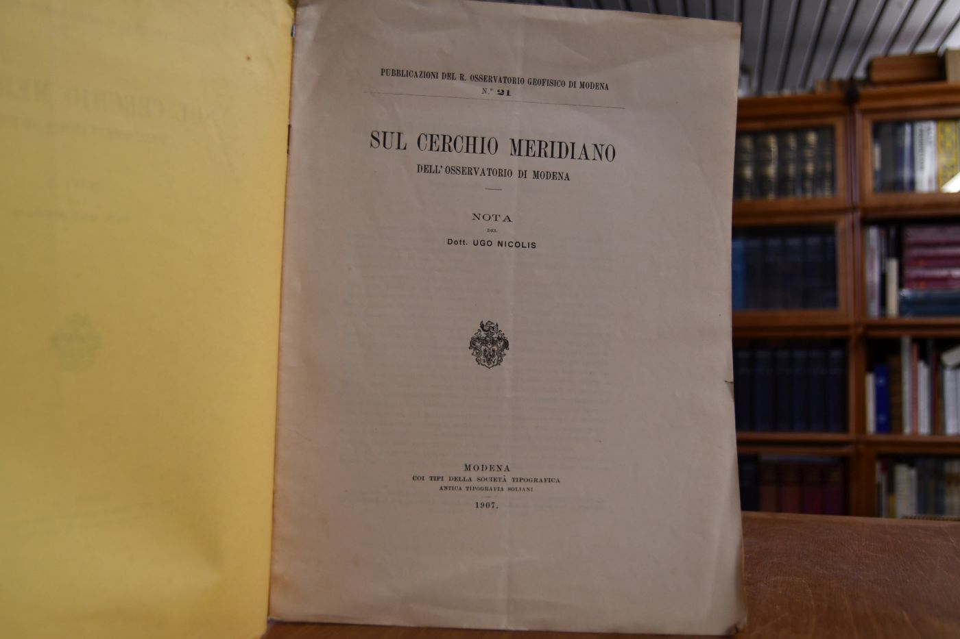 Sul cerchio meridiano dell` osservatorio di Modena.