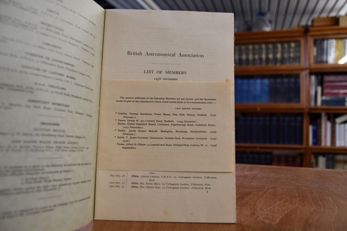 List of Members of the British Astronomical Association 1938 December.
