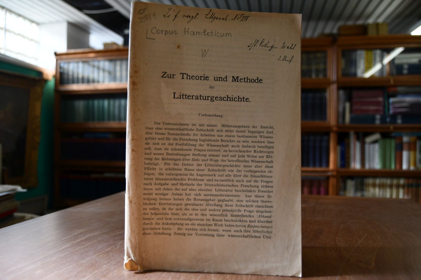 Zur Theorie und Methode der Literaturgeschichte. Wissenschaftliche Behandlung und künstlerische Betrachtung - Das Corpus Hamleticum.