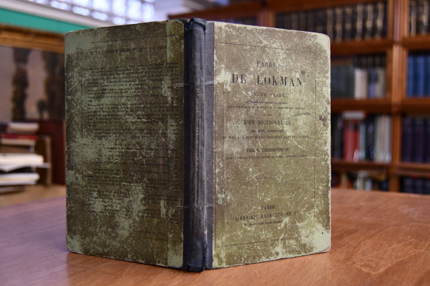 Fables de Lokman. Texte arabe revu sur les meilleures editions collationne avec le manuscrit de la Bibliotheque Nationale. Et suivi d`un dictionnaire par ordre alphabetique de tous les mots qui se trouvent dans ces fables.