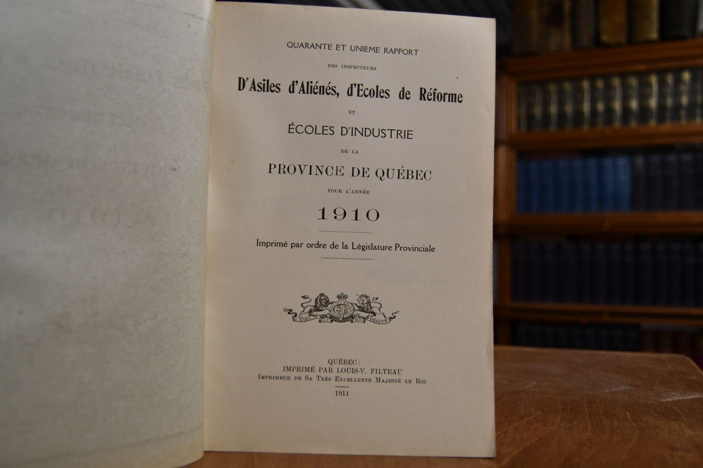 Quarante et unieme Rapport des Inspecteurs des Asiles d`Aliens, Ecoles de reforme et Ecoles d`industrie de la Province de Quebec pour l`annee 1910.
