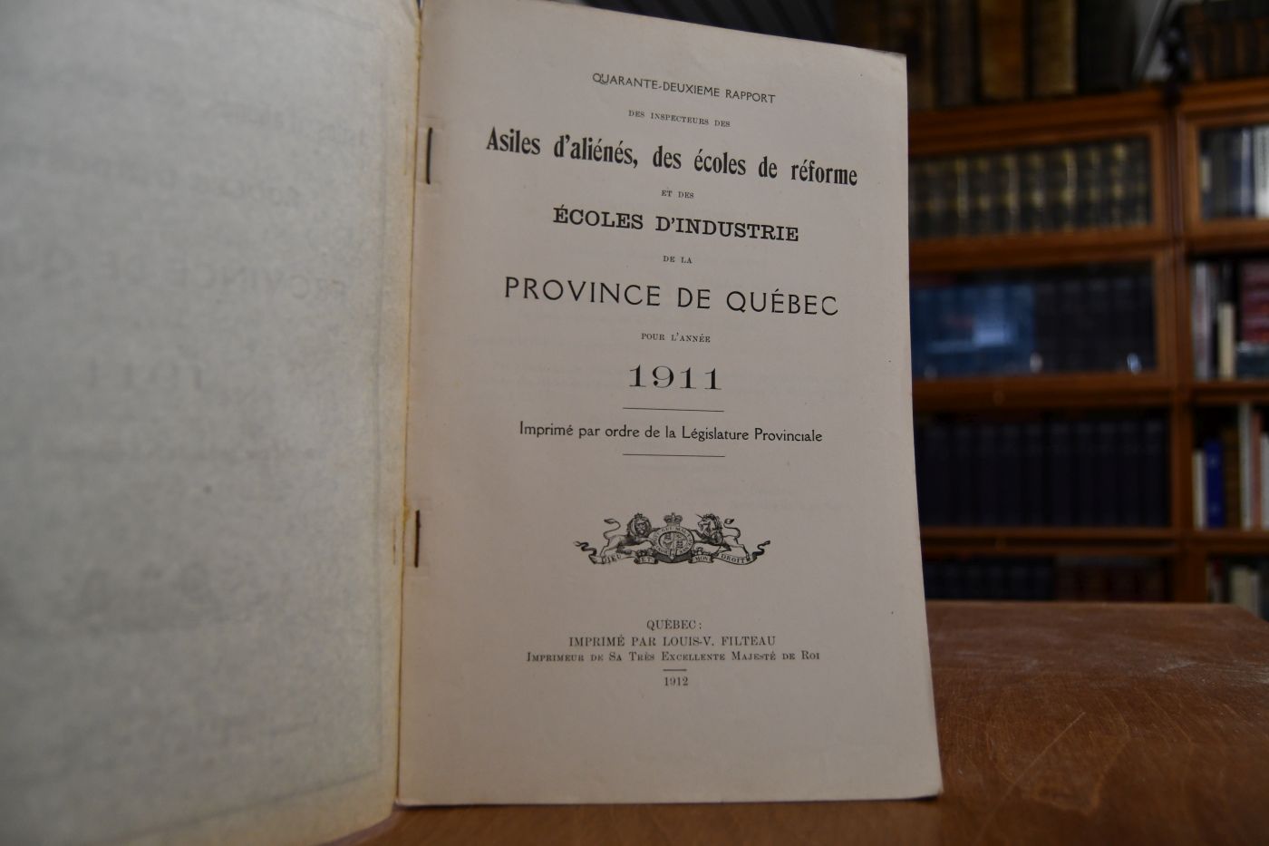 Quarante-deuxieme Rapport des Inspecteurs des Asiles d`Aliens, Ecoles de reforme et Ecoles d`industrie de la Province de Quebec pour l`annee 1911.