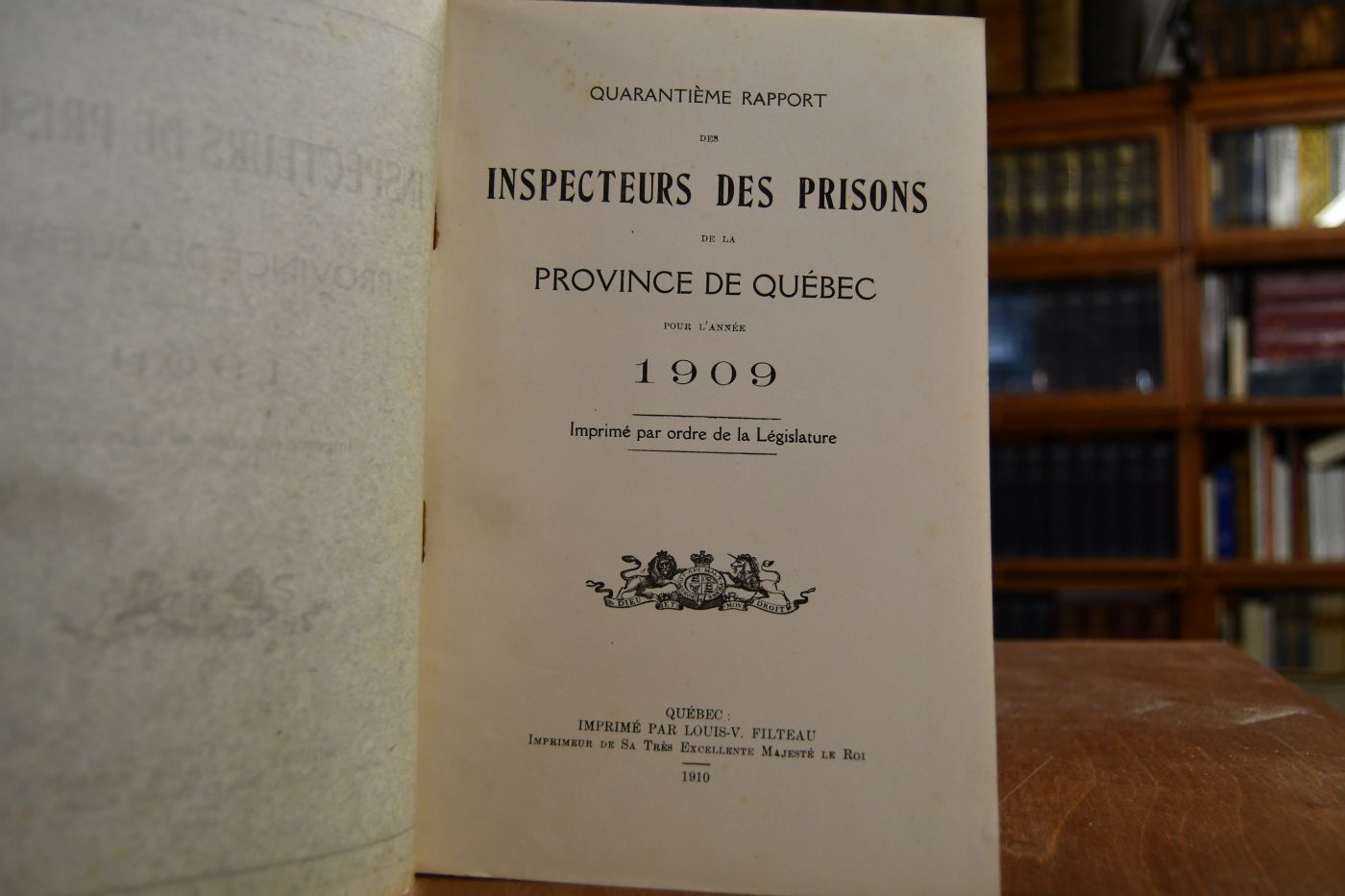 Quarantieme Rapport des Inspecteurs de Prisons de la Province de Quebec pour l`annee 1909.