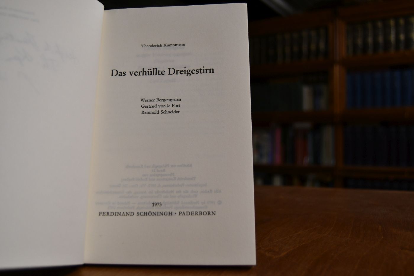 Das verhüllte Dreigestirn. Werner Bergengruen, Gertrud von le Fort [LeFort], Reinhold Schneider.