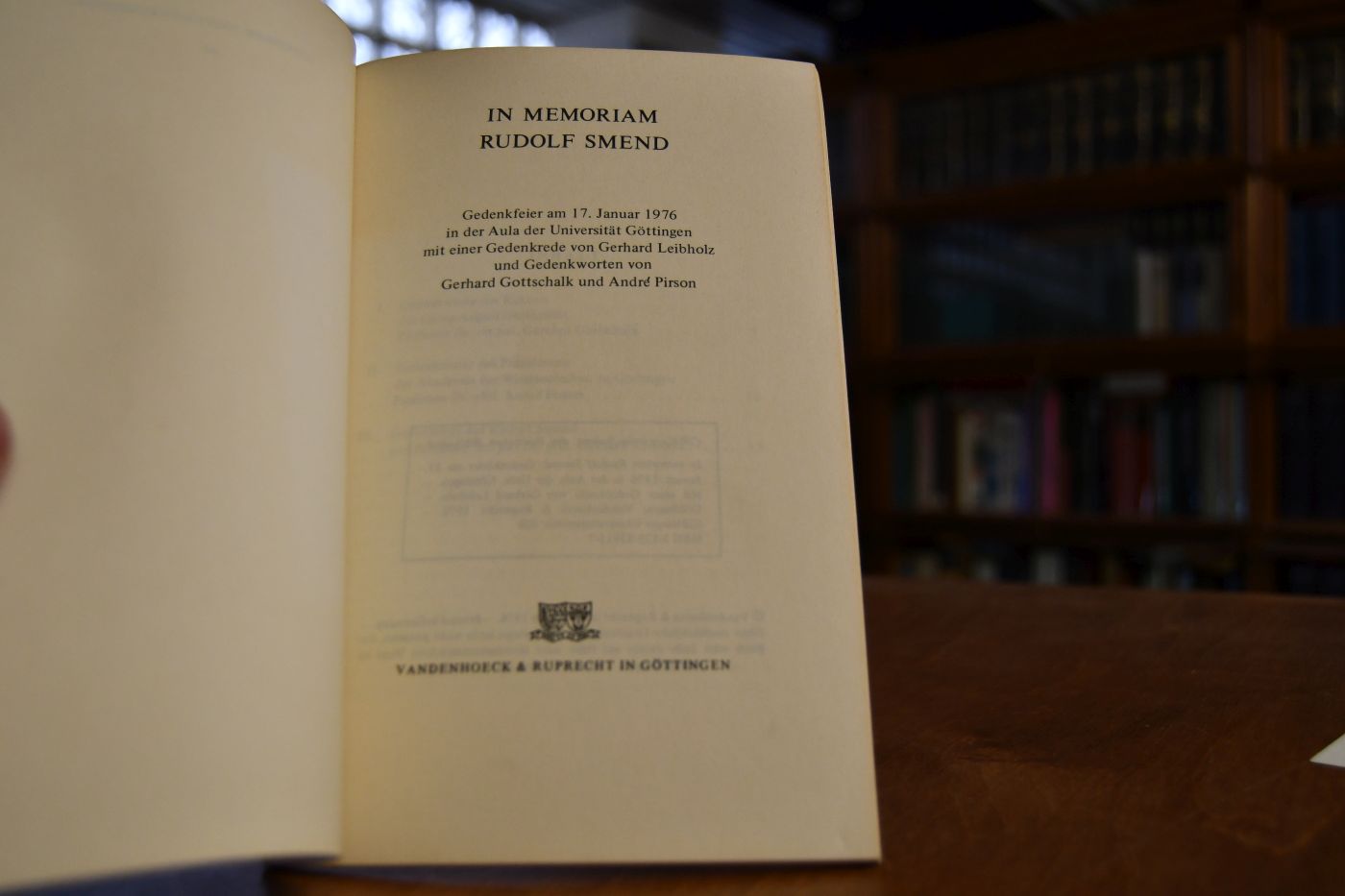 In memoriam Rudolf Smend. Gedenkfeier am 17. Januar 1976 in der Aula der Universität Göttingen.