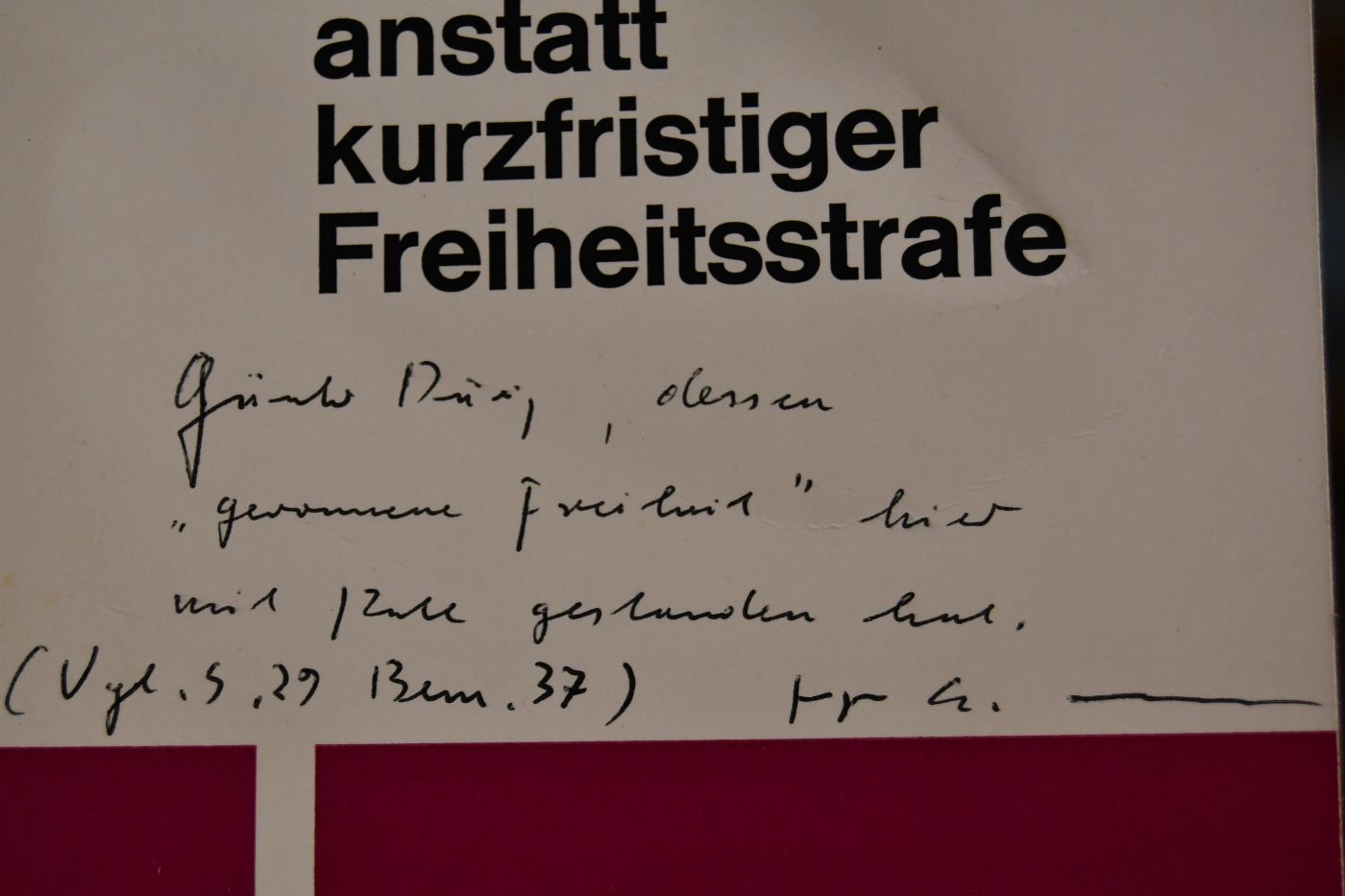 Beschränkung des Lebensstandards anstatt kurzfristiger Freiheitsstrafe.