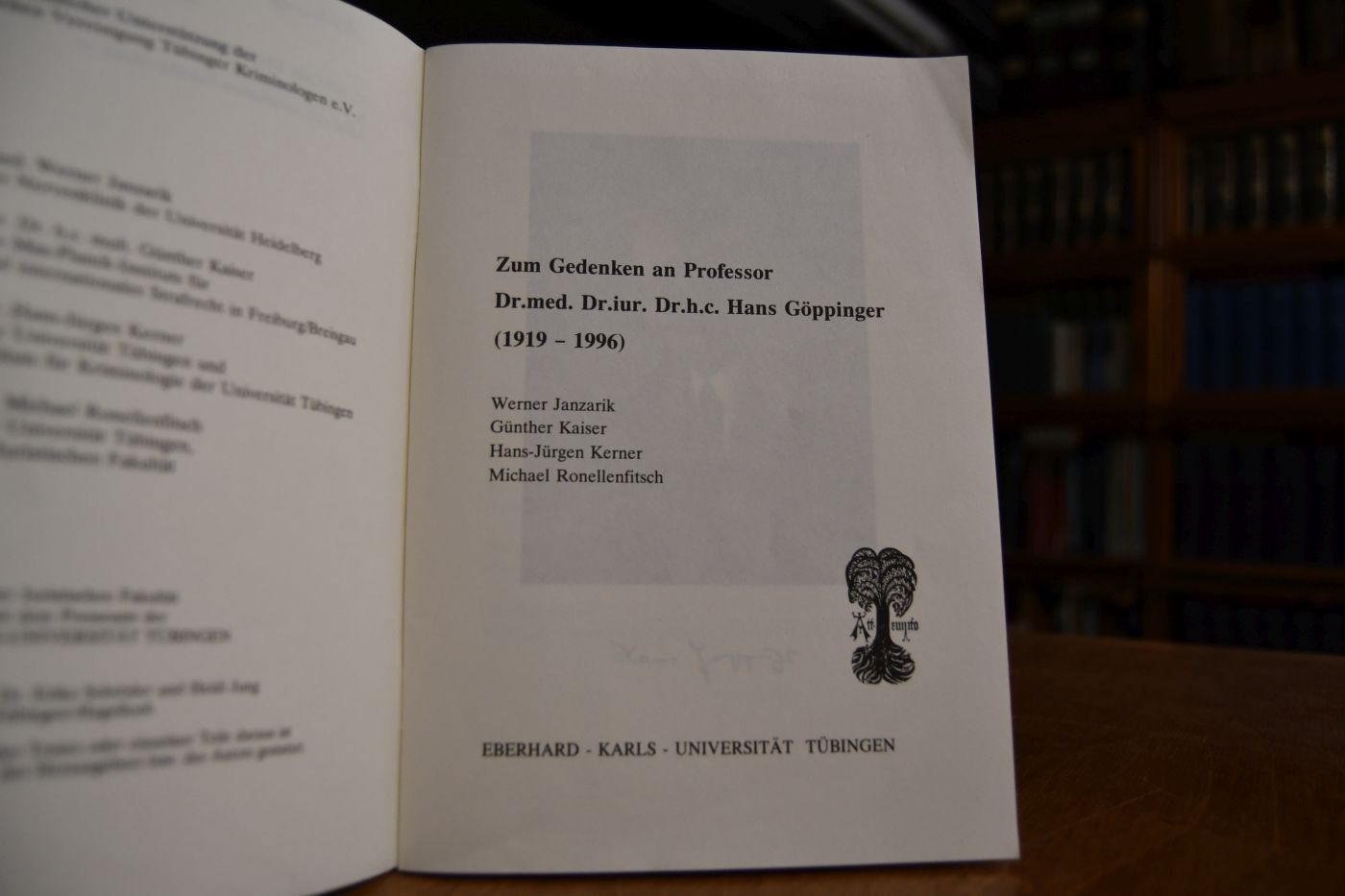 Zum Gedenken an Professor Dr. med. Dr. iur. Dr. h.c. Hans Göppinger (1919-1996).