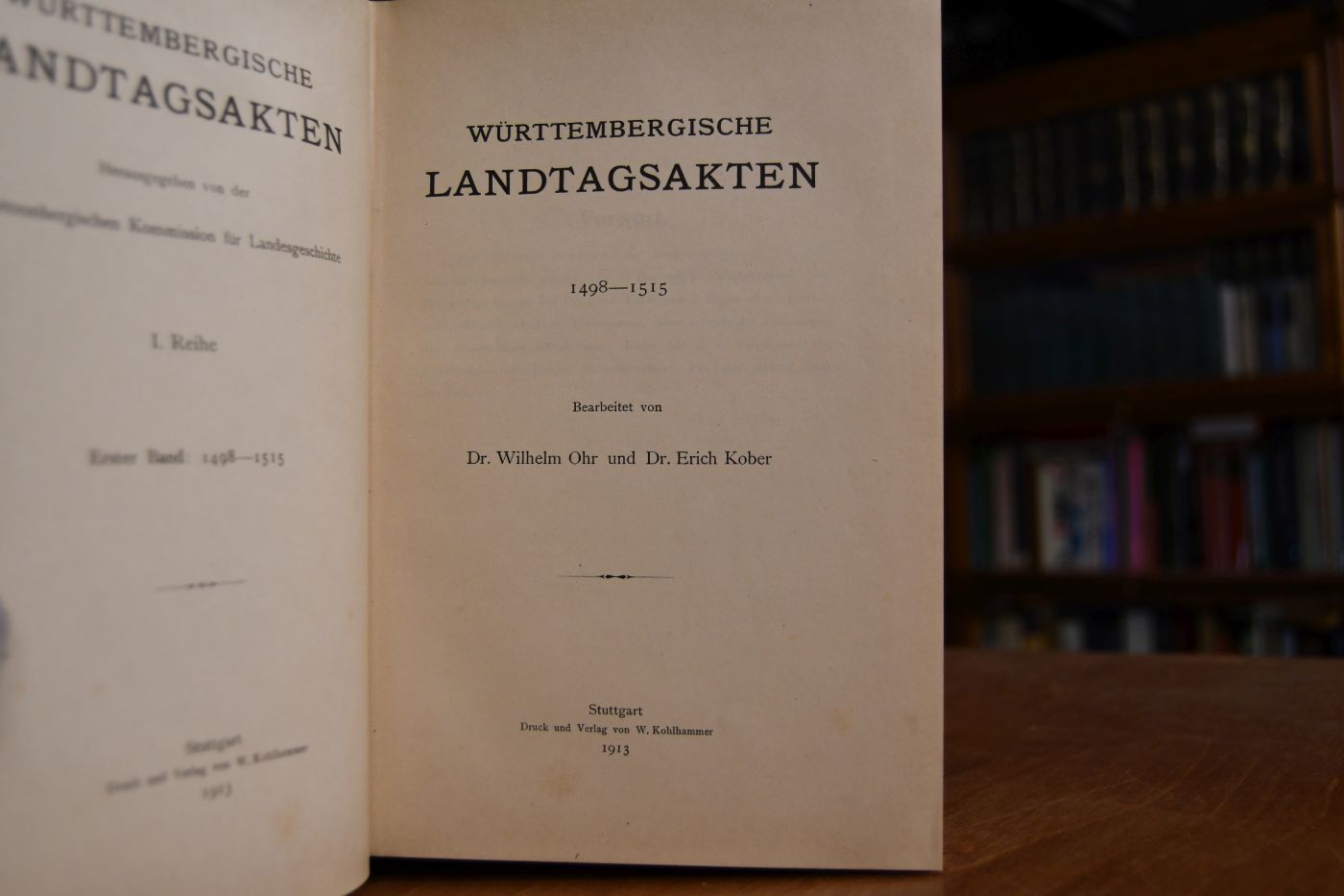 Württembergische Landtagsakten. 4 Bde. in 3 Bdn. I. Reihe 1. Bd. 1498-1515; II. Reihe 1. Bd. 1593-1598, II. Reihe, 2. Bd. 1599-1608,