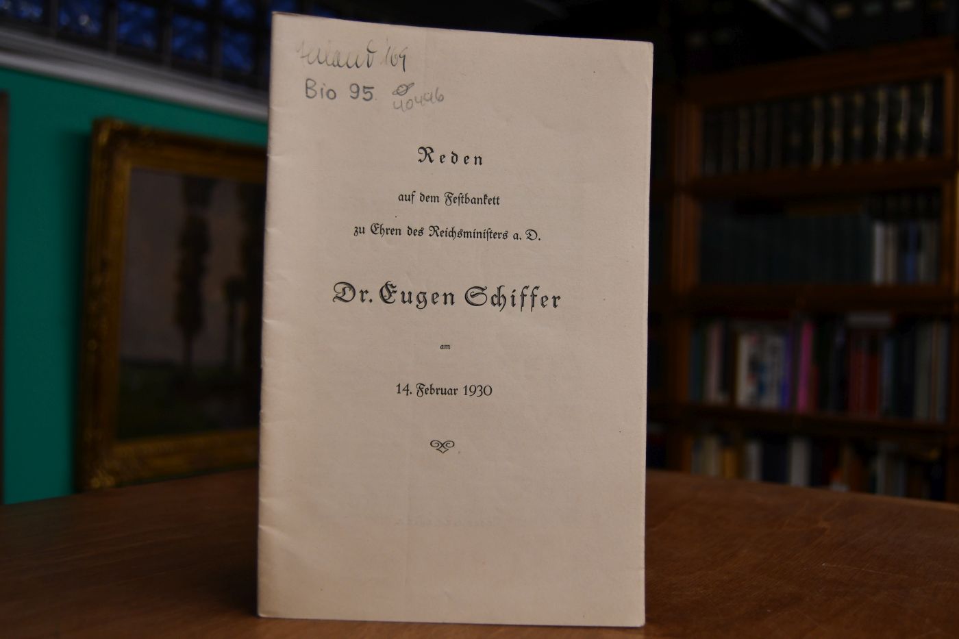 Reden auf dem Festbankett zu Ehren des Reichsministers a.D. Dr. Eugen Schiffer am 14. Februar 1930.