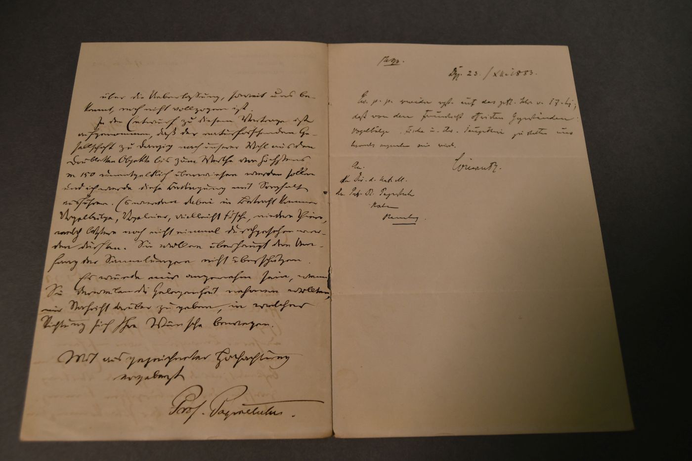 Brief des Zoologen und Direktors des Naturhistorischen Museums Hamburg Alexander Pagenstecher (1825-1889) an die Naturforschende Gesellschaft zu Danzig vom 17. Dezember 1883.