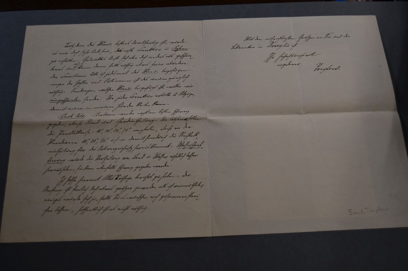 2 handschriftliche Briefe des Freiberger Bergbauwissenschaftlers Emil Treptow (1854-1935) an den Danziger Lehrer und Botaniker Konrad Lakowitz(1859-1945) vom 18. April und 12. Mai 1901.
