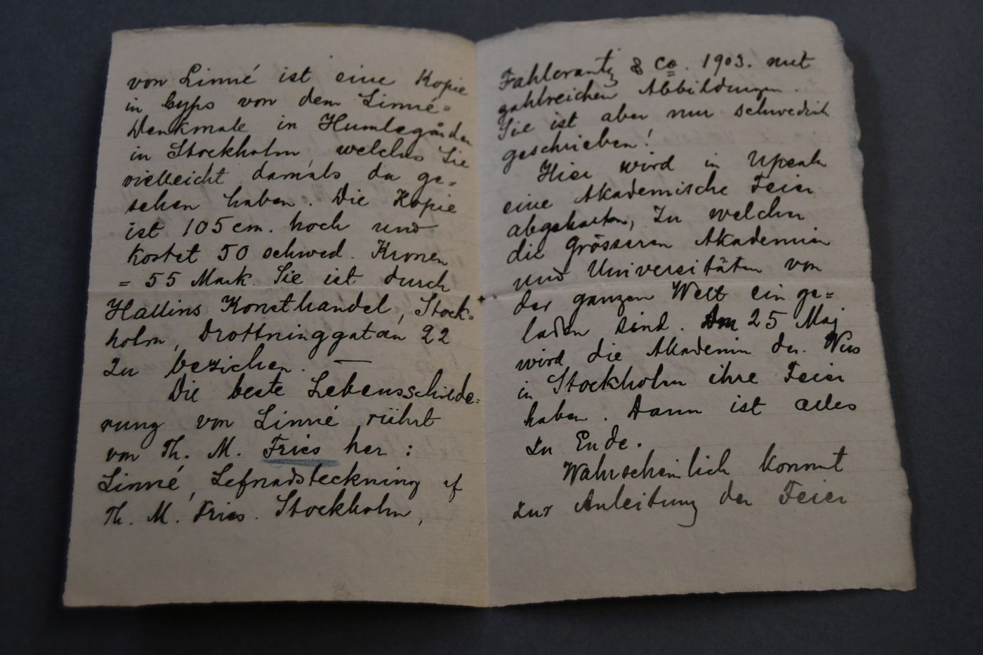 2 Handschriftlichee Briefe des schwedischen Botanikers und Algenexperten Nils E. Svedelius (1873-1960) an den Danziger Lehrer und Botaniker Konrad Lakowitz (1859-1945) vom 4. März 1907 und vom 29. September 1927.