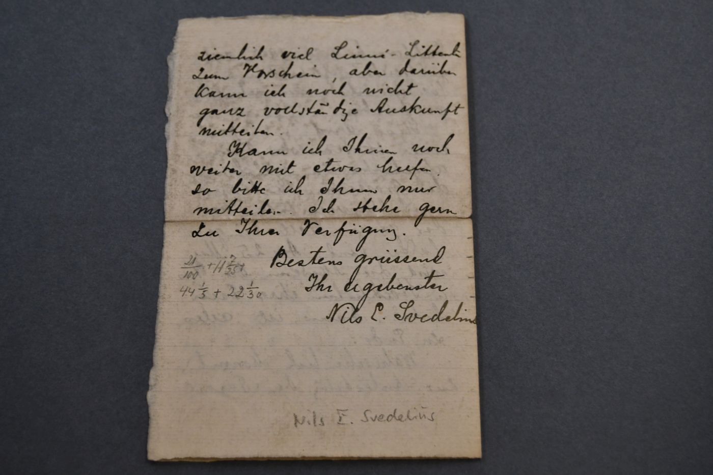2 Handschriftlichee Briefe des schwedischen Botanikers und Algenexperten Nils E. Svedelius (1873-1960) an den Danziger Lehrer und Botaniker Konrad Lakowitz (1859-1945) vom 4. März 1907 und vom 29. September 1927.