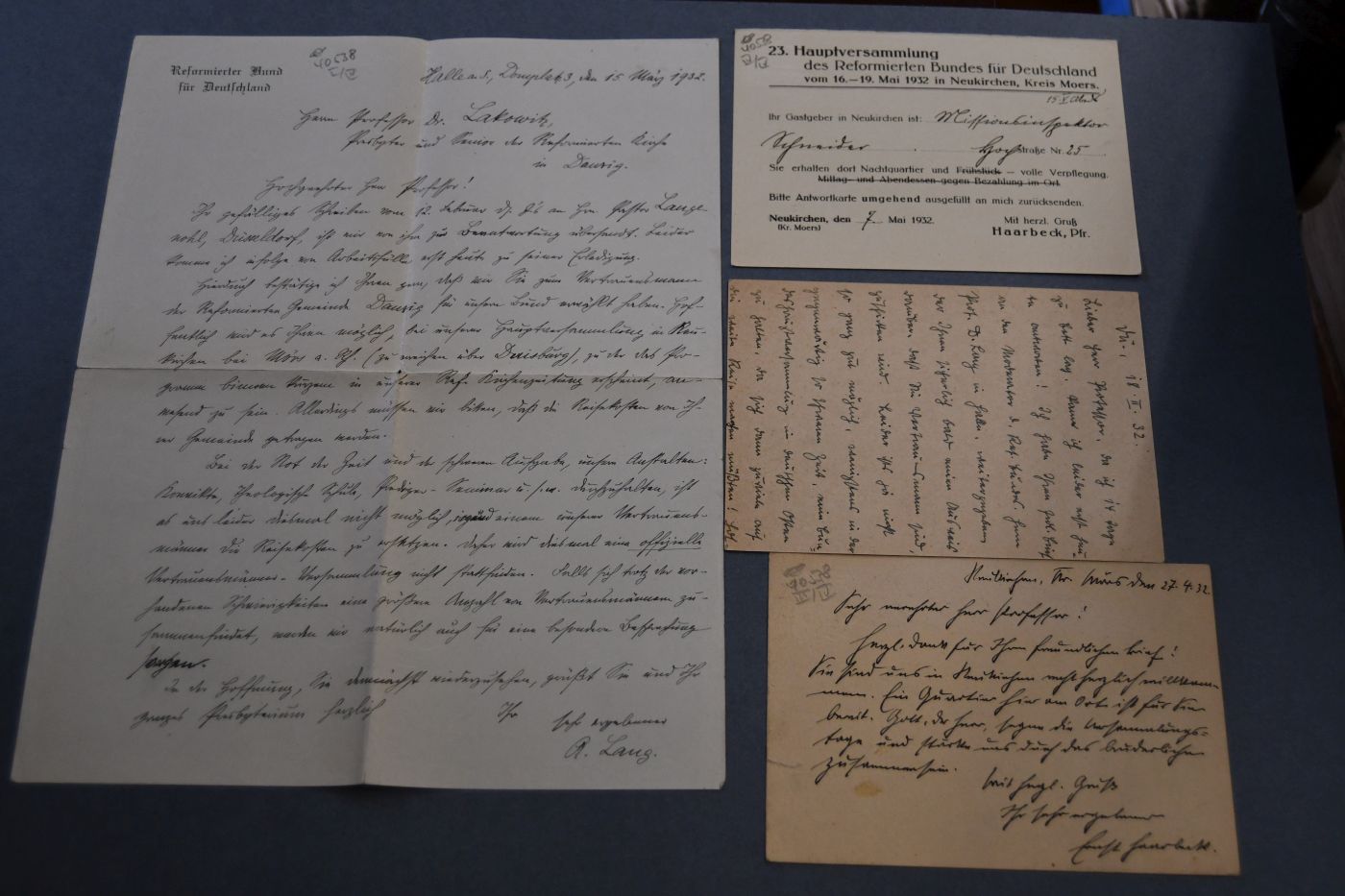 Handschriftlicher Brief des reformierten Theologen August Lang (1867-1945) an den Danziger Lehrer und Botaniker Konrad Lakowitz (1859-1945) vom 15. März 1932.