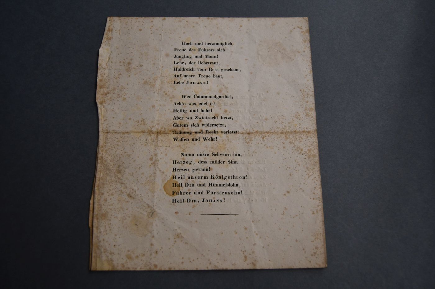 Sr. Königlichen Hoheit dem Prinzen Johann Herzog von Sachsen, General-Commandant der Communalgarden des Landes etc. etc. am 7. Juni 1831, die Communalgarde zu Leipzig.