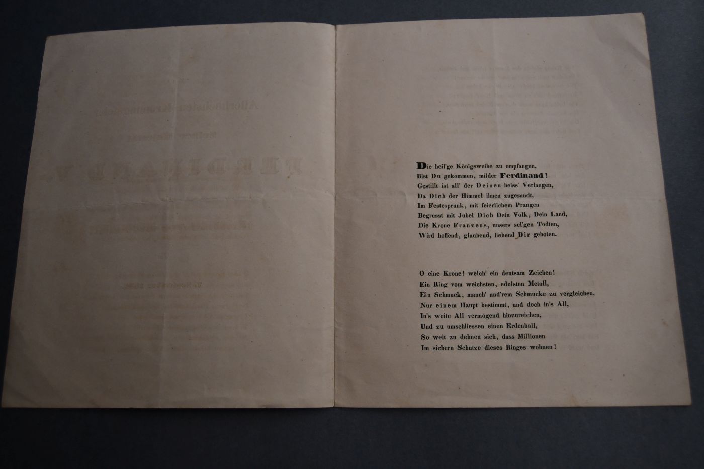 Zur Allerhöchsten Krönungsfeier Seiner Majestät Ferdinand V. als König von Böhmen am 7. September 1836.