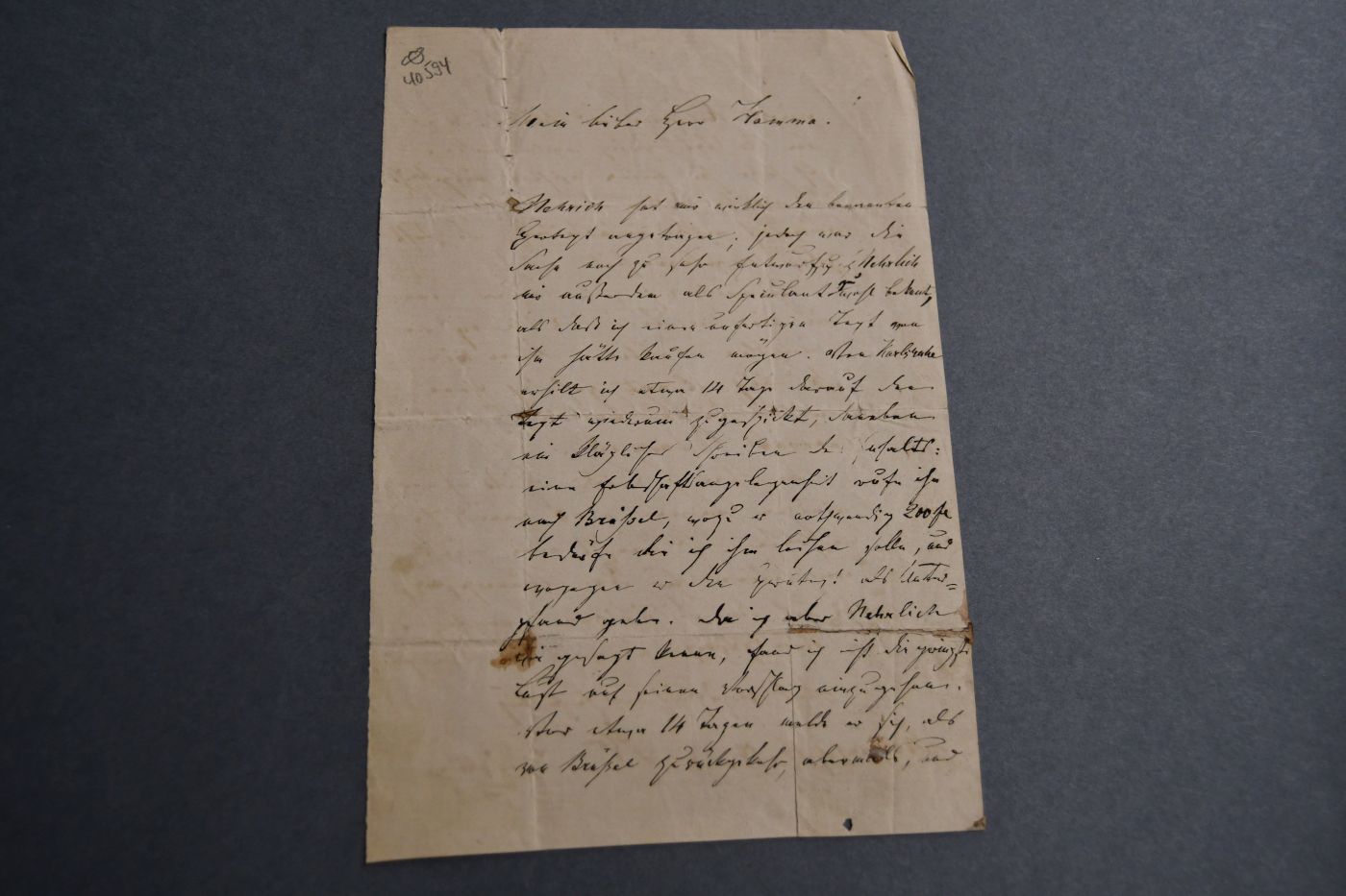 Zweiseitiger handschriftlicher Brief des Komponisten und Musikers Friedrich Wilhelm Kücken (1810-1882) an den Musiker, Komponisten und Chorleiter Benjamin Hamma (1831-1911) vom 19. Januar 1859.