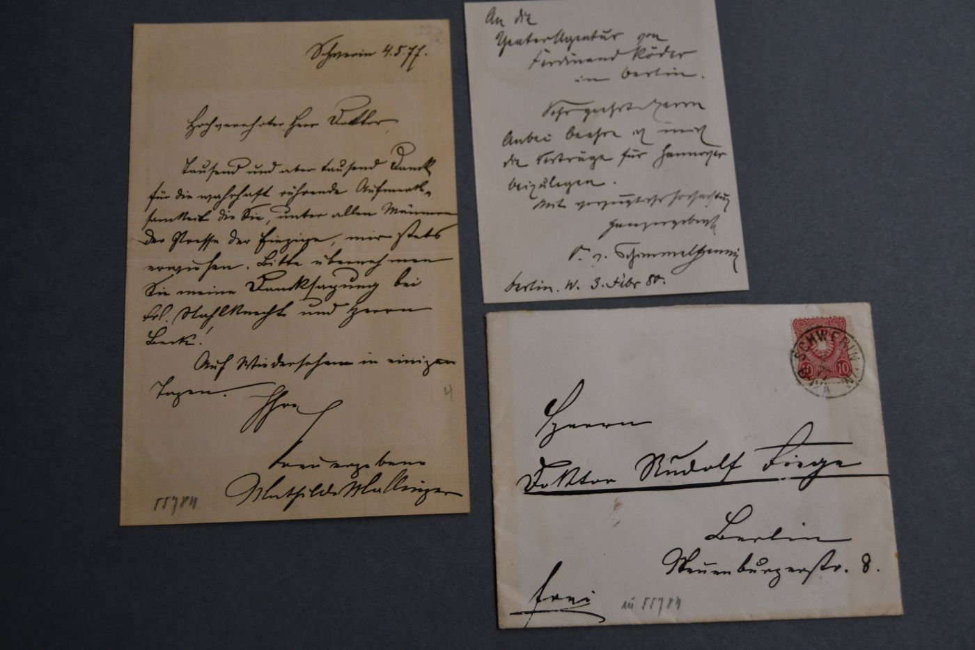 Einseitiger, handschriftlicher Brief der österreichischen Wagnersängerin Mathilde Mallinger (1848-1920) an Dr. Rudolf Fiege vom 4. Mai 1877.
