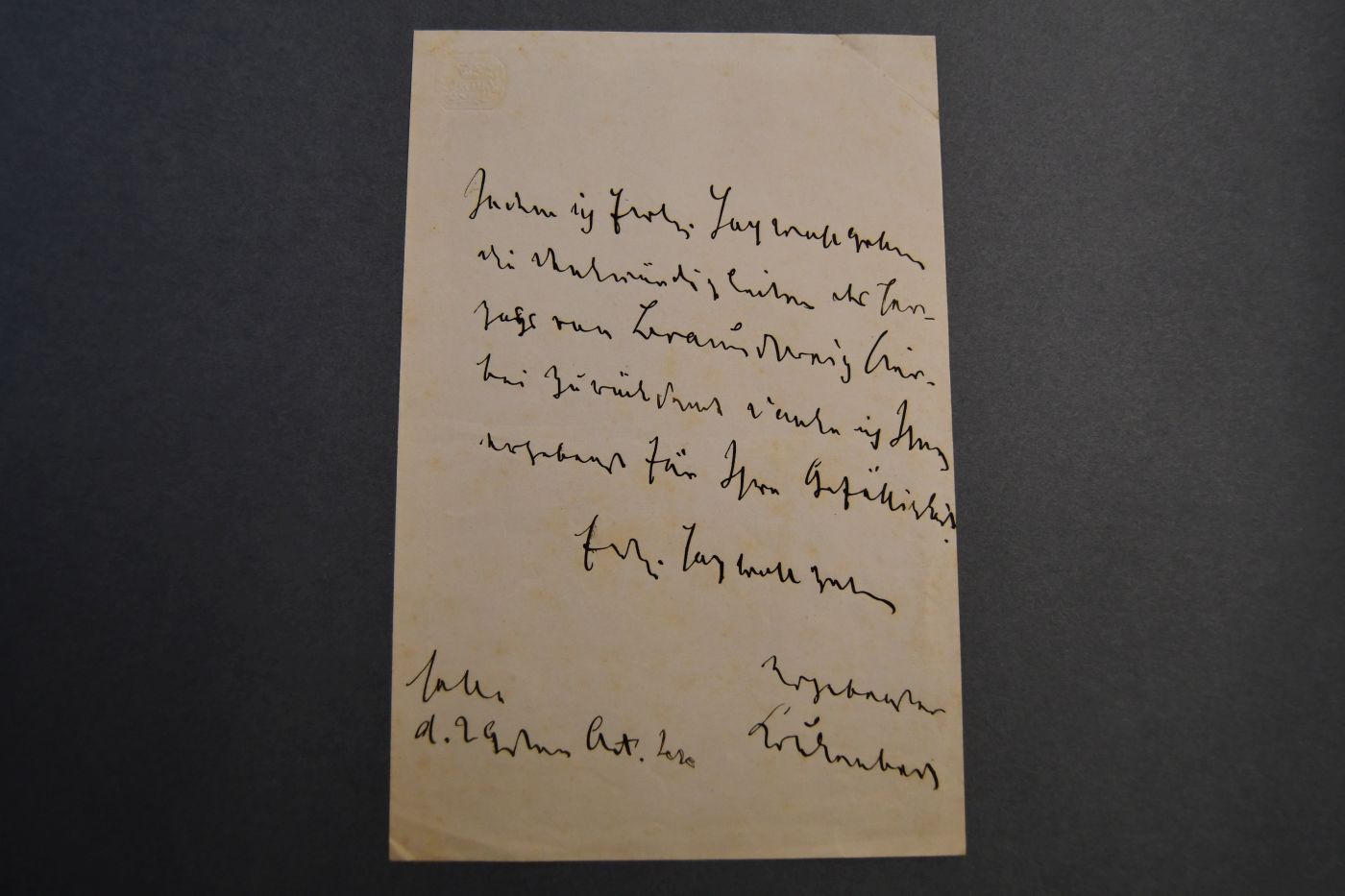 Handschriftlicher Brief des deutschen Mediziners und Professors in Halle Peter David Krukenberg (1787 - 1865) an eine unbekannte Person.