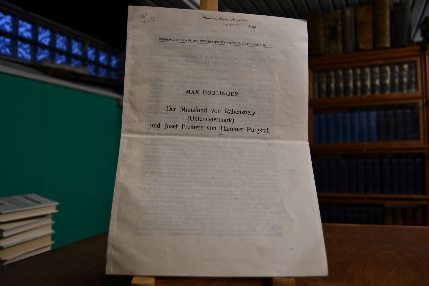 Der Münzfund von Rabensberg (Untersteiermark) und Josef Freiherr von Hammer-Purgstall.