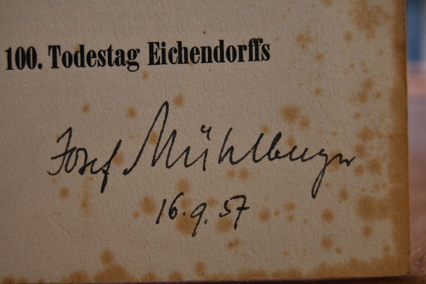 "Herr Gott, laß mich nicht verlorengehen in der Welt!" Zum 100. Todestag Eichendorffs.