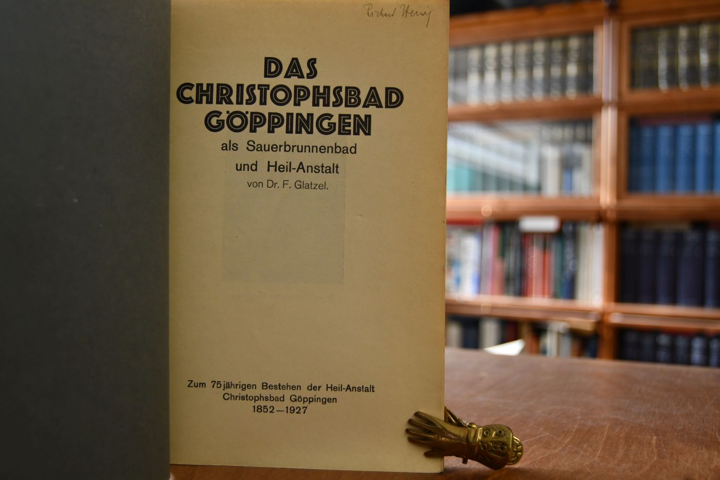 Das Christophsbad Göppingen als Sauerbrunnenbad und Heil-Anstalt. Zum 75 jährigen Bestehen der Heil-Anstalt Christophsbad Göppingen 1852-1927.