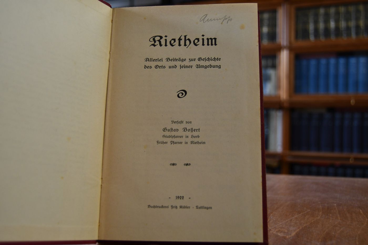 Rietheim. Allerlei Beiträge zur Geschichte des Orts und seiner Umgebung.