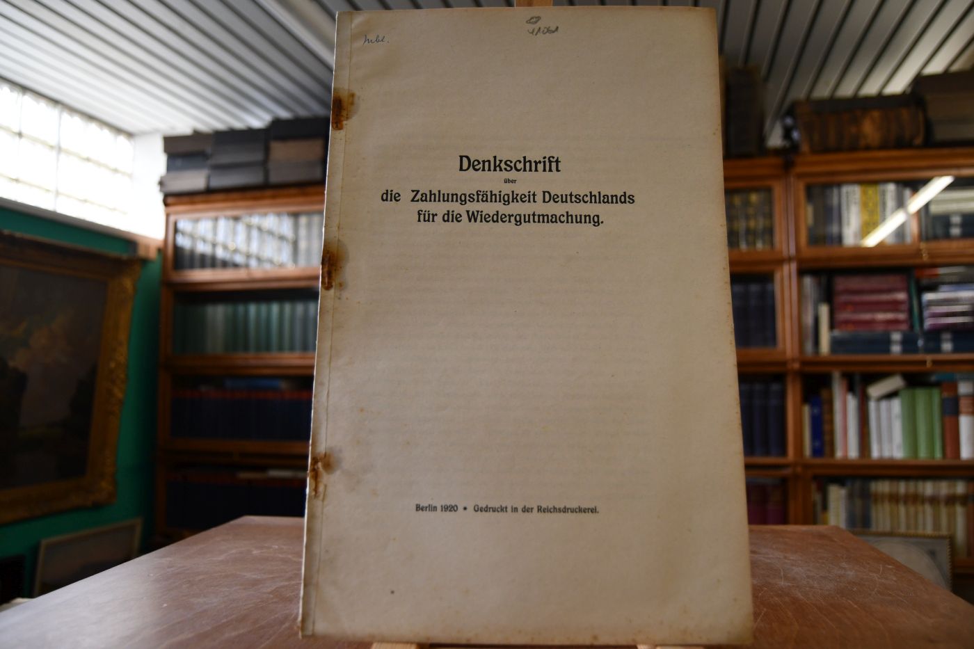 Denkschrift über die Zahlungsfähigkeit Deutschlands für die Wiedergutmachung.