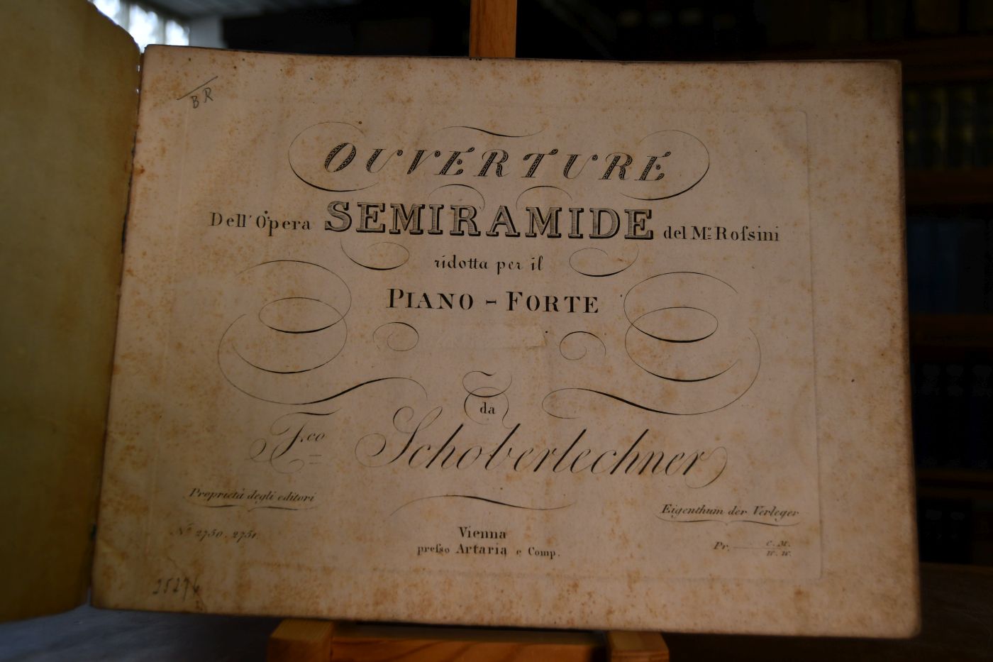 Ouverture dell` opera Semiramide del Mo. Roßini ridotta per il Piano-Forte da Frco Schoberlechner.