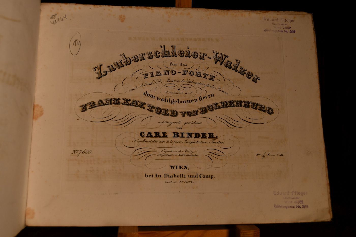 Zauberschleier-Walzer für das Piano-Forte nach A. Emil Titl`s Motiven des Zauberspieles gleichen Namens. Componirt und dem wohlgebornen Herrn Franz Xav. Told von Doldenburg achtungsvoll gewidmet. Der vertanzte Schlaf.