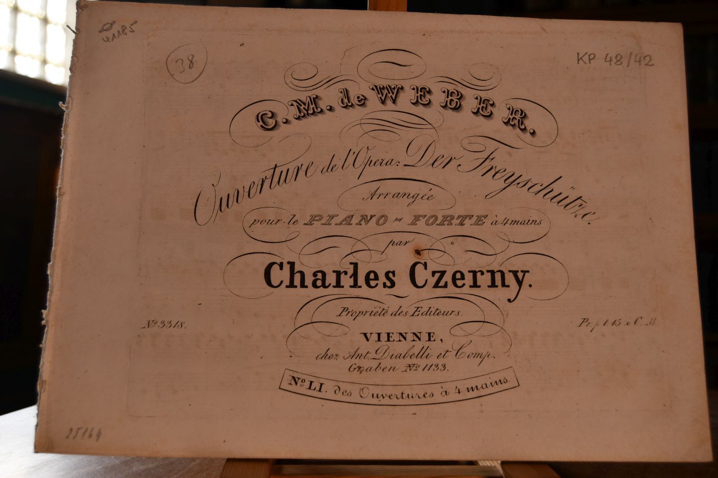 Ouverture de l`Opera Der Freyschütze. Arrangee pour le Piano-Forte a 4 mains par Charles Czerny.